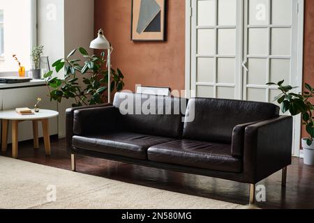 Grand appartement lumineux avec canapé confortable dans le centre et autres meubles modernes Banque D'Images