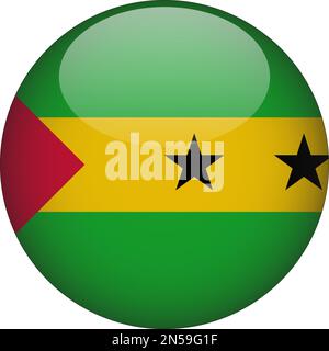 São Tomé e Príncipe 3D drapeau rond icône bouton Vector Illustration de Vecteur
