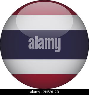 Thaïlande 3D drapeau rond icône bouton Vector Illustration de Vecteur