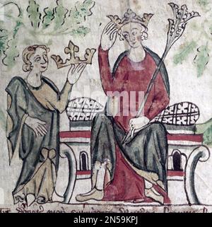 EDWARD II ( 1284-1327) reçoit la Couronne d'Angleterre à son couronnement en 1308. Banque D'Images