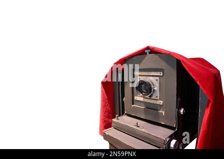 Caméra à film Big Vintage isolée sur fond blanc Banque D'Images