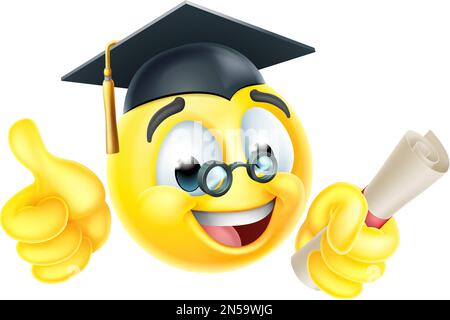 Icône du visage du cartoon de l'enseignant diplômé Emoticon Illustration de Vecteur