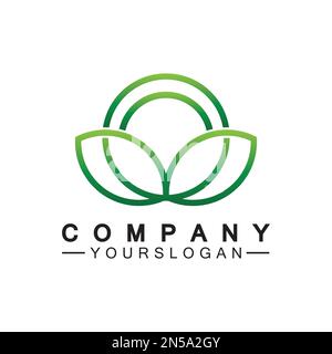 Logo feuille simple à l'intérieur du cercle avec un style de dessin au trait minimaliste Illustration de Vecteur