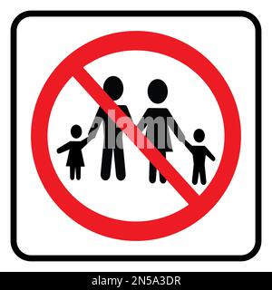 Panneau aucun visiteur autorisé. Aucune famille n'est autorisée à dessiner des symboles par illustration Banque D'Images
