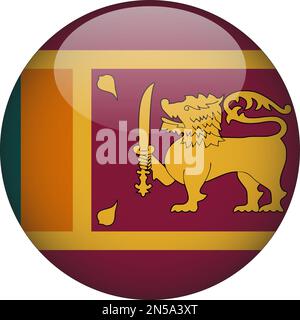 Sri Lanka 3D drapeau rond icône bouton Vector Illustration de Vecteur