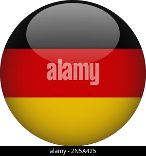 Allemagne 3D drapeau rond icône bouton Vector Illustration de Vecteur