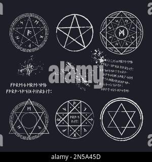 Résumé runes cercle magie blanc Illustration de Vecteur