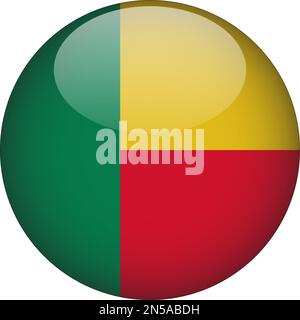 Bénin 3D drapeau arrondi icône bouton vecteur Illustration de Vecteur