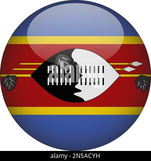 ESwatini 3D icône drapeau arrondi bouton vecteur Illustration de Vecteur