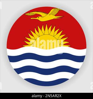 Kiribati drapeau plat arrondi icône bouton Vector Illustration de Vecteur