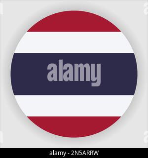 Thaïlande drapeau rond plat icône vecteur de bouton Illustration de Vecteur
