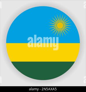 Rwanda drapeau plat arrondi icône bouton Vector Illustration de Vecteur