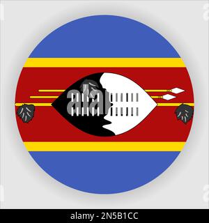 ESwatini plat arrondi drapeau icône vecteur de bouton Illustration de Vecteur