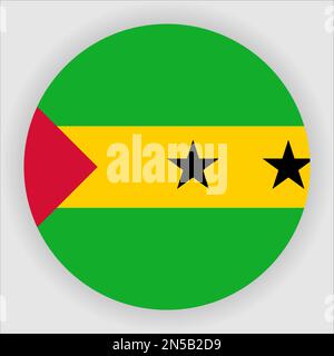 São Tomé e Príncipe FLAT Rounded Flag Icon Button Vector Illustration de Vecteur