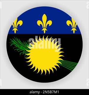 Drapeau rond plat Guadeloupe icône vecteur de bouton Illustration de Vecteur