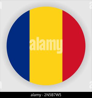 Roumanie drapeau plat arrondi icône bouton Vector Illustration de Vecteur