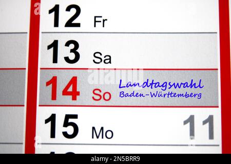 Entrée au calendrier, élection d'État, Bade-Wurtemberg, Allemagne, 2021-03-14 Banque D'Images