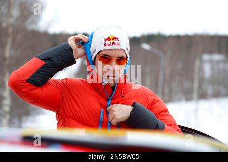 UME, Suède. 09th févr. 2023. UMEÅ 20230209 Thierry Neuville (photo), Belgique/Martijn Wydaeghe, Belgique, Hyundai i20 N Rally1 hybride, pendant le Shakedown jeudi/test avant le rallye suédois, championnat du monde de rallye 2, qui commence ce soir. Photo Micke Fransson/TT code 61460 crédit: TT News Agency/Alay Live News Banque D'Images