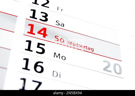 Calendrier de l'année 2017 en allemand, Fête des mères Banque D'Images