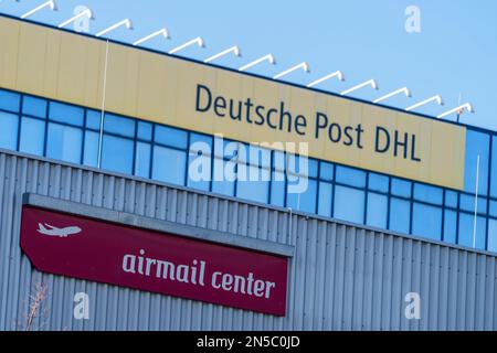 PRODUCTION - 08 février 2023, Hesse, Francfort-sur-le-main: Airmail Center est une coentreprise de Lufthansa Cargo AG, Fraport AG et Deutsche Post DHL. Photo: Andreas Arnold/dpa Banque D'Images