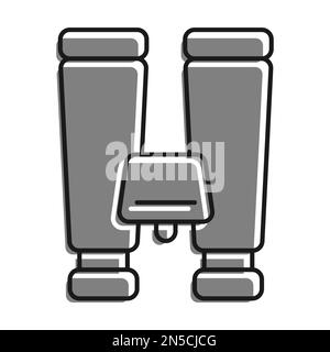 Linéaire rempli d'une icône de couleur grise, jumelles pour observer les objets distants. Équipement pour les campagnes et les opérations militaires. vec simple noir et blanc Illustration de Vecteur