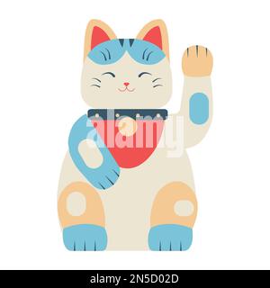 Japon Maneki Neko Fortune Cat Illustration Illustration de Vecteur