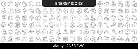 Collection d'icônes d'énergie en noir. Grand jeu d'icônes pour le design. Icônes linéaires vectorielles Illustration de Vecteur