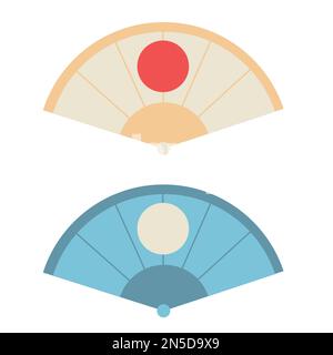 Fans de la main traditionnelle japonaise icônes de style rétro Illustration de Vecteur