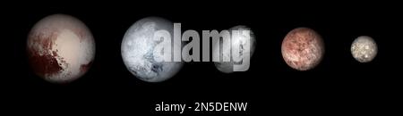 Photographie numérique des planètes naines Pluton, Eris, Haumea, makemake et Cérès dans le système solaire. Banque D'Images