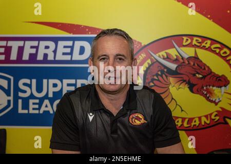 Steve McNamara entraîneur en chef de Catalans Dragons lors du lancement médiatique de la Super League au Science and Industry Museum, Manchester, Royaume-Uni, 9th février 2023 (photo de Mark Cosgrove/News Images) Banque D'Images