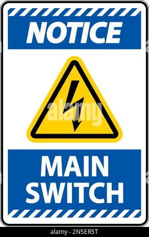 Remarque : panneau de l'interrupteur principal sur fond blanc Illustration de Vecteur