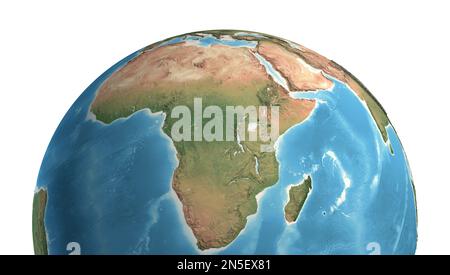 Vue satellite haute résolution de la planète Terre, axée sur l'Afrique et le Moyen-Orient - 3D illustration, éléments de cette image fournis par la NASA Banque D'Images
