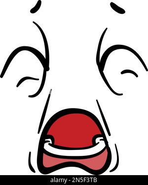 Face ébarbante. Expression comique fatiguée ou ennuyée avec les yeux fermés Illustration de Vecteur