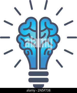 Logo Smart Idea. Icône d'ampoule cérébrale bleue Illustration de Vecteur