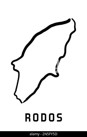 Carte de l'île de Rodos en Grèce. Contour simple. Carte de style simplifiée vectorisée à la main. Illustration de Vecteur