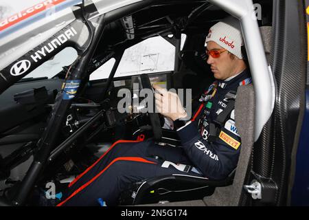 Umeå 20230209 Thierry Neuville (photo), Belgique / Martijn Wydaeghe, Belgique, Hyundai i20 N Rally1 Hybrid, lors du Shakedown/test de jeudi Banque D'Images