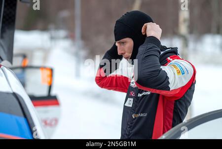 UME, Suède. 09th févr. 2023. UMEÅ 20230209 Elfyn Evans, Royaume-Uni, Toyota GR Yaris Rally1 hybride. Au cours du Shakedown/test de jeudi en prévision du rallye suédois, Rally World Rally Championship 2, qui commence ce soir. Photo Micke Fransson/TT code 61460 crédit: TT News Agency/Alay Live News Banque D'Images