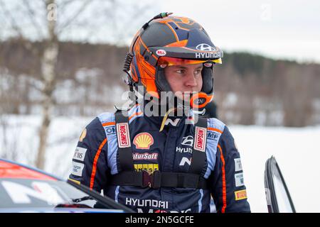 UME, Suède. 09th févr. 2023. UMEÅ 20230209 Esapekka Lappi, Finlande, Hyundai i20 N Rally1 hybride, pendant le jeudi Shakedown/test avant le rallye suédois, championnat du monde de rallye 2, qui commence ce soir. Photo Micke Fransson/TT code 61460 crédit: TT News Agency/Alay Live News Banque D'Images