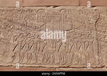 Belles sculptures égyptiennes anciennes au temple de Karnak à Louxor, Égypte Banque D'Images