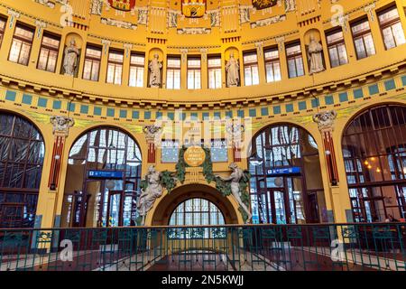 Entrée à la gare principale de Prague, République tchèque Banque D'Images