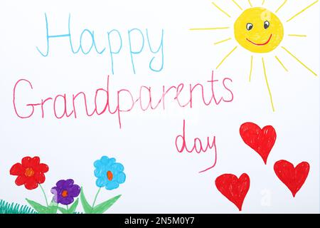 Magnifique dessin avec phrase Happy Grandparents Day, vue de dessus Banque D'Images