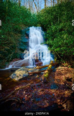 Chutes de Log Hollow dans la forêt nationale de Pisgah, en Caroline du Nord. Banque D'Images