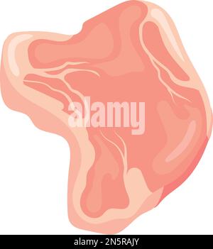 Viande de porc crue. Icône de nourriture non cuite de dessin animé isolée sur fond blanc Illustration de Vecteur