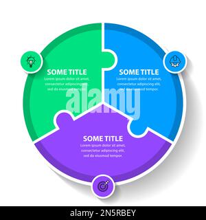 Modèle d'infographie avec icônes et 3 options ou étapes. Peut être utilisé pour la mise en page de flux de travail, le diagramme, la bannière, la conception Web. Illustration vectorielle Illustration de Vecteur