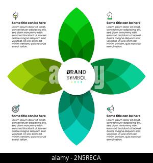 Modèle d'infographie avec icônes et 4 options ou étapes. Fleur abstraite. Peut être utilisé pour la mise en page de flux de travail, le diagramme, la bannière, la conception Web. Vecteur illustrat Illustration de Vecteur