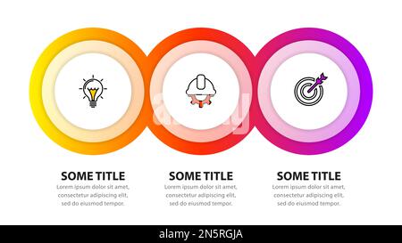 Modèle d'infographie avec icônes et 3 options ou étapes. Cercles. Peut être utilisé pour la mise en page de flux de travail, le diagramme, la bannière, la conception Web. Illustration vectorielle Illustration de Vecteur