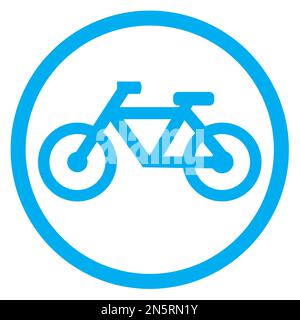 Graphique vectoriel bleu et blanc d'un symbole de carte pour la location de vélos. Il se compose d'une silhouette bleue d'un vélo dans un cercle bleu Illustration de Vecteur
