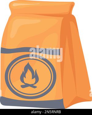 Sac en papier pour barbecue. Icône de dessin animé charbon isolée sur fond blanc Illustration de Vecteur