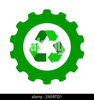 Recyclez l'affiche et la roue dentée. Symbole de l'industrie du recyclage. Énergie durable. Ressources renouvelables. Conservation de l'environnement. Aucun gaspillage. Vecteur Illustration de Vecteur