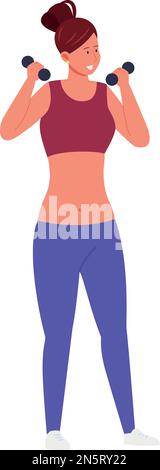 Femme levant des haltères. Entraînement de puissance. Entraînement de poids isolé sur fond blanc Illustration de Vecteur